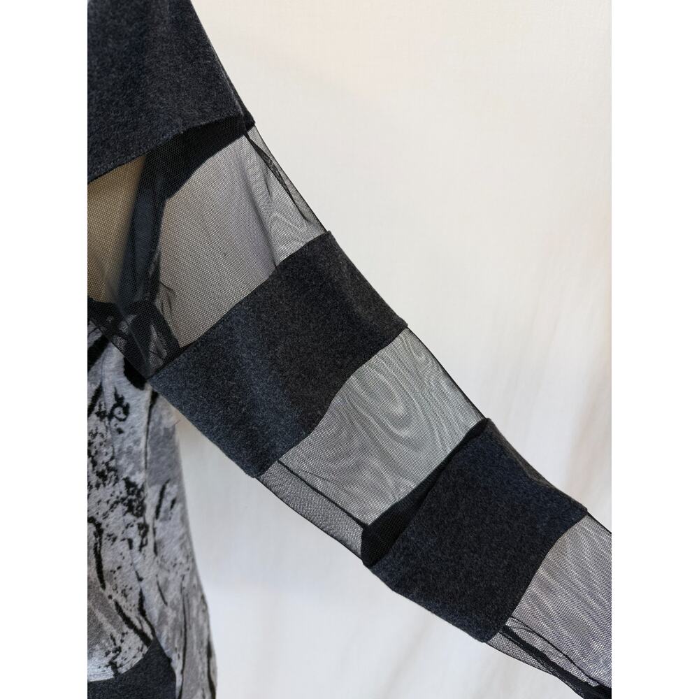 NWT Sassy #12201 Gray Black Long Mesh Sleeve Tunic Top #0236 Size S - Picture 7 of 7